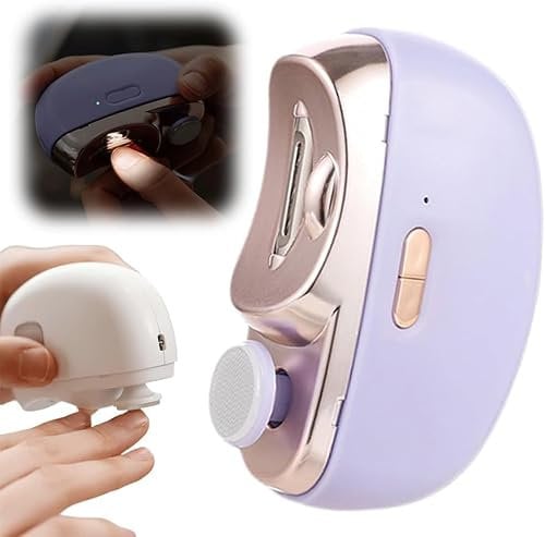 Electric Nail Clippers for Seniors Nail Trimmer - 3 in 1 Automatic Electric Nail Clipper with Polishing - Electric Nail Trimmer for Senior Adults Students Baby (Purple)