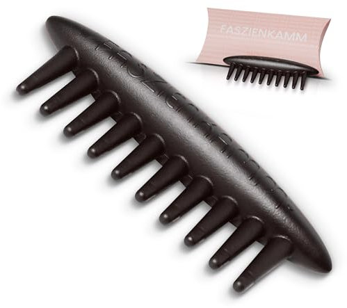 faszieology® Faszienkamm zur tiefenwirksamen Massage - 2-in-1 Kamm für Faszien & Triggerpunkte zur Entspannung, Lymphdrainage & Anti-Cellulite - Massagegerät für Beine, Rücken, Nacken & mehr