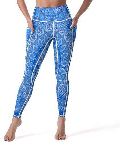 WAFICAC Yogahose im Mandala-Stil mit Taschen, Bauchkontrolle, Workout, Laufen, Yoga-Leggings für Frauen