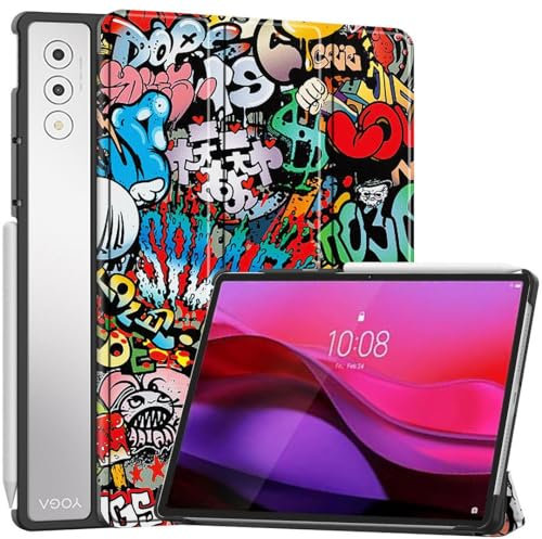 SATURCASE Case for Lenovo Yoga Tab Plus 12.7 / Lenovo Yoga Pad Pro 12.7 inch, Beautiful PU Leather Flip Foldable Folio Stand Slim Light Auto Wake Up/Sleep Protective Tablet Cover (KN-3)