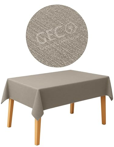 GECO Green ECOmmerce Tovaglia Rettangolare Impermeabile 120x250 cm, Antimacchia Lavabile, Plastificata Effetto Tessuto, Retro Felpato Antiscivolo, Ideale per uso Interno ed Esterno (120x250 Beige)