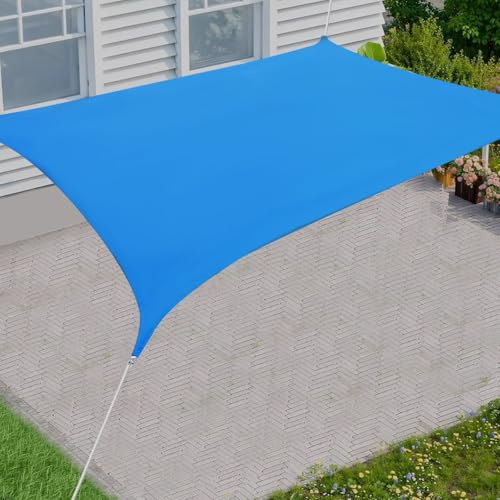 Sonnensegel Wasserdicht HDPE 4x6m Verstärkt Sunsegel Rechteckig UV Schutz Sonnenschutz Wetterbeständig Sonnenschutz Set für Garten Terrasse und Camping Blau