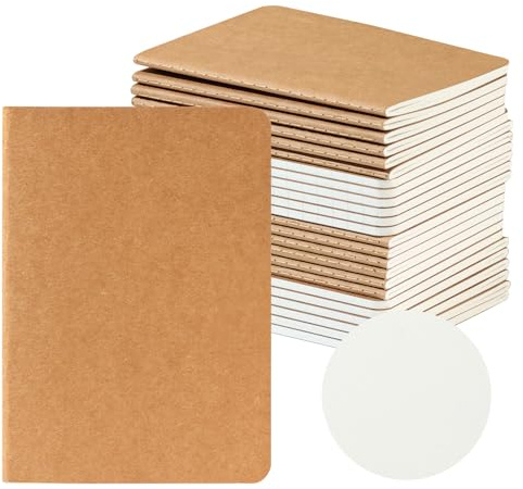 HOMEMARS Notizbuch A6,24 Stück, 100 GSM,Dickes Papier, Notizbuch Blanko, Notizblock A6, Notizheft A6, 10x14cm, 60 Seiten, Kartonabdeckung