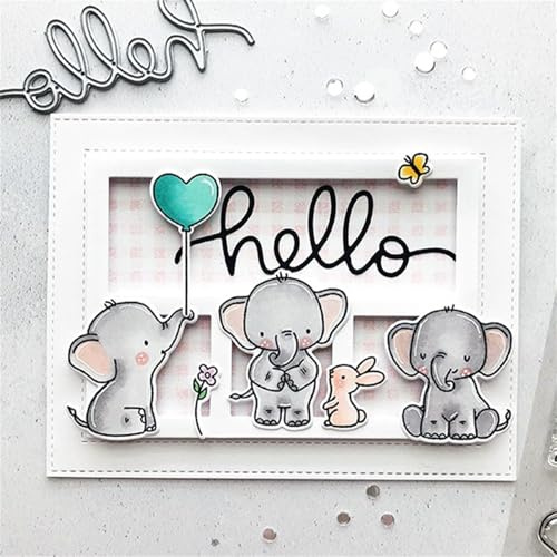 Süßer Elefant Silikon Stempel und Metall Stanzschablone für Kartenherstellung
