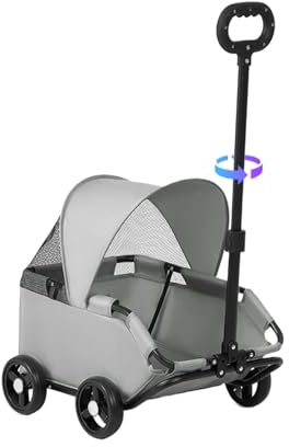 Hundekinderwagen Faltbarer Outdoor-Welpen- und Kätzchen-Carrier | Kleine Hunde und Katzen Wagen zusammenklappbar Reise, Spaziergang, Tierarztbesuche, Outdoor-Abenteuer, Park,