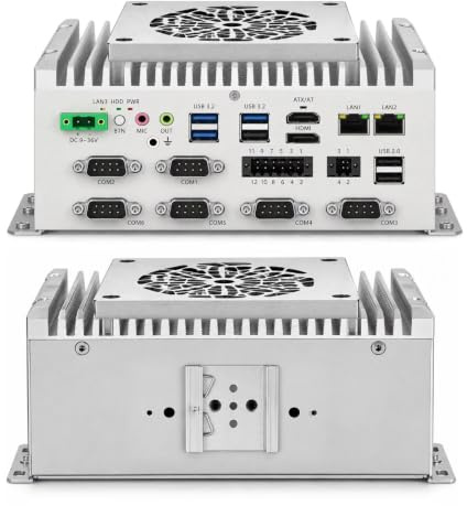 Glovary F1 Fanless Mini PC i3 1215U (6C8T, up to 4.4GHz), 2 x i210AT Gigabit LAN, Linux Industrial Computer Din Rail, Barebone, 6 x RS232 COM, 8 Pin GPIO, USB3.2, 9-36V Auto Power On