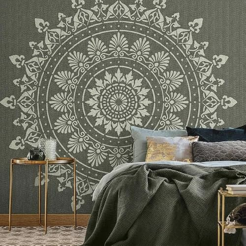 Mandala Große Malerei Schablone Durchmesser 150 cm, Kreis Mandala Geometrische Ornament, Riesige Wiederverwendbare Kunststoffblume Traditionelle Vorlage DIY Kunst und Handwerk, Wand Boden Holz Stoff