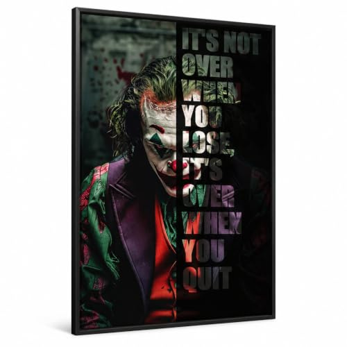 CLEAN SPORTS Joker Mindset Poster – Its Not Over – Motivationsbild für Fokus, Erfolg & Disziplin im Büro oder Homegym | Ohne Rahmen (DinA1)