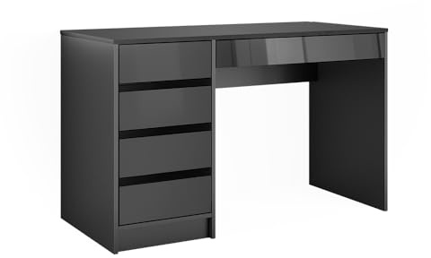 Vicco Schreibtisch Sherry, Anthrazit Hochglanz, 55 x 120 cm | mit Schubladen, geeignet als Arbeitsplatz für Homeoffice oder Studium