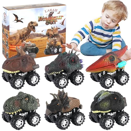 AUNGCSHE 6Pcs Dinosaurier Spielzeug Auto, Zurückziehen Dino Spielzeug Auto Set, Dino Geschenk für Jungen Mädchen ab 3 4 5 6 7 Jahre, Ostern, Geburtstag Geschenk, Weihnachten