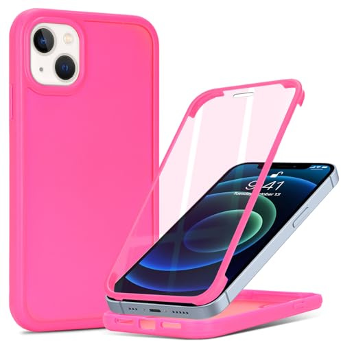 Zouzt Matte for iPhone 14/13 Case 6.1 Screen Protector, Rose Red | 360 Full Body, Translucent Matte, Military Grade Drop Proof, Rugged Shockproof Protective, Anti-Fingerprint Phone Case