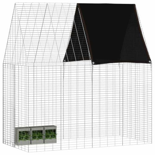 vidaXL Hasenkäfig Silber 200 x 100 x 210 cm Verzinkter Stahl, Garten und Terrasse, Robustes modernes Tierhaus, Wetterfester geschützter Bereich für Deine Lieblinge