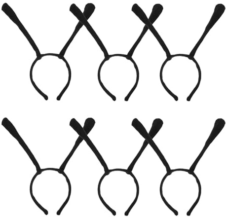 Serrage-tête Antennes Papillon 6 Pièces en Tissu Non Tissé Noir | Fil de Fer Intégré, Lot de 6, pour Festivals et Spectacles Scolaires, Convient aux Adultes et Garçons