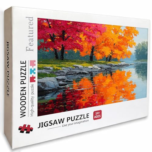 Tree Wooden Jigsaw Puzzles 70x41in, Orange Jigsaw Puzzles 6000 Pieces for Adults with Box, Educational Challenging Game, Back Lettering Easy to Distinguish, Summer Gifts, Beautiful Decoration, V-8693