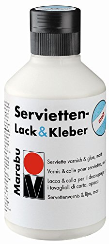 Marabu 11400013843 - Transparenter Lack und Kleber für Serviettentechnik, matt, 250 ml Flasche, auf Wasserbasis, Wetterfest und lichtbeständig, auch für Bügeltechnik