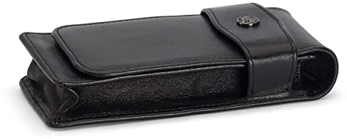 Kaweco 10000271 3er Laschen Leder Etui lang I Stifte Etui passend für große Kaweco Stifte I Schreibetui aus echtem Leder mit Metall Logo I klassische Stifttasche I Stiftetui 20 x 8 x 2,5 cm cm in schwarz