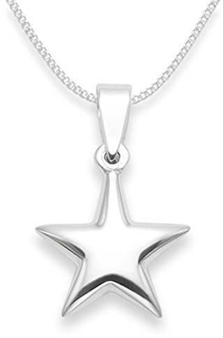 Sterling Silver Star Necklace on 16 Silver chain - SIZE: 14mm Gift Boxed Star Pendant. 8104/16/B43HN