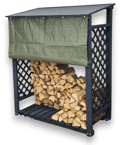 Promadino Kaminholzregal Speyer mit Wetterschutz, anthrazit 120x68x148