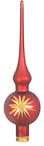 Jingle Bells Lauscha Christbaumspitze Minispitze rot matt/Stern
