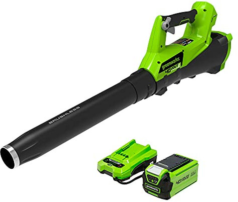 Greenworks 40V (115 MPH / 430 CFM) Brushless Axial Leaf Blower, 2.0Ah Battery and Charger Included
