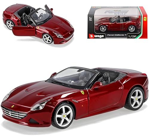 Bburago Ferrari California T Cabrio Dunkel Rot Metallic Ab 2015 1/32 Modell Auto mit individiuellem Wunschkennzeichen