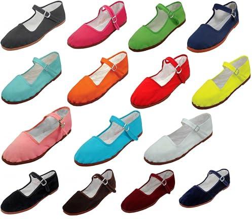 Shoes8teen Women's Cotton China Doll Mary Jane Shoes Ballerina Ballet Flats Shoes 10 M US 114 Pink