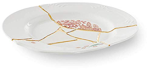 Seletti Kintsugi Assiette Plate en Porcelaine et Or 24 carats Mod. 1