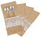willkey Enjoygoeu 50 STK Bestecktasche Jute Hochzeit Vintage Sackleinen Spitze Besteck Tasche Besteckbeutel Tischdeko für Party Hochzeit