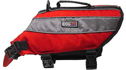 Dogline Gilet de sauvetage pour chien – Gilet de sauvetage pour chien pour la natation et le bateau en couleurs haute visibilité avec bandes réfléchissantes sous le ventre pour drainer et sécher et