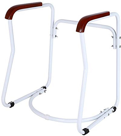 Toilet Safety Frame with Armrests, Non-Slip Support for Elderly and Disabled, Wooden Armrests, Rubber Feet