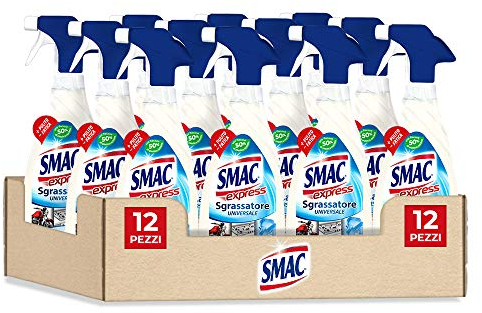 Smac Express - Sgrassatore Universale, Detergente Spray Multisuperficie con Azione Sgrassante e Tecnologia Zero Aloni, 650 ml x 12 Pezzi