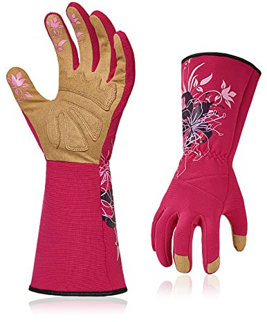 Vgo... 1 Paar Garten- und Arbeitshandschuhe,langen Armen, Synthetiklederpalmen, Kunstleder, Weibliche Handschuhe (SL7445)