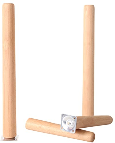 4x Patas De Muebles De Madera Maciza, cónicas patas de repuesto de madera maciza con placa de montaje y tornillos, para sofá, TV, armario, cama, mesa de comedor(Size:10cm/3.9in)