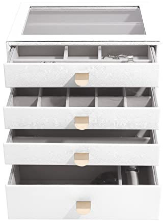 Stackers Pebble White Classic Jewellery Box - Set of 4 (with Drawers)