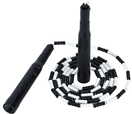 Prevessel Perlenseil, verhedderungsfrei, segmentiertes Springseil mit Perlen, weiches Fitness-Springseil Kinder und Erwachsene, verstellbares Springseil Männer, Frauen und