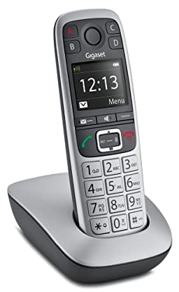Gigaset E560 Schnurlostelefon - für Senioren, Notruftaste für 4 SOS-Nummern - extra Laute Taste - Freisprechanruf in hervorragender Klangqualität - Tastatur mit großen Tasten, Silber