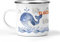 wolga-kreativ Emaille Tasse Becher Kinder Campingbecher Wal Tasse Emaille Becher (leicht & robust) Trinkbecher für Kinder, Kaffeetasse, Emaillebecher | mit namen