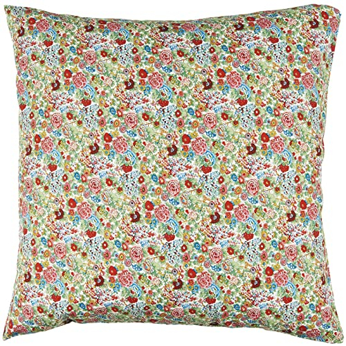 Ib Laursen Kissenhülle Dekokissen Zierkissen Sofakissen Kissenbezug rote und blaue Blumen 60x60, Baumwolle