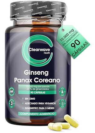 Panax Ginseng Capsules |10,000mg Korean Ginseng Per Capsule | 20% Ginsenosides | 90 Day Supply | Vegan High Strength Extract for Men & Women