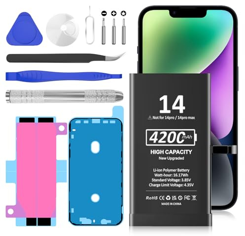 HUAENG Battery for iPhone 14, [4200 mAh] Upgraded 2026 New 0 Cycle Battery Replacement for iPhone 14 (A2649, A2881, A2884, A2883, A2882) with instructions and professional replacement tool kits