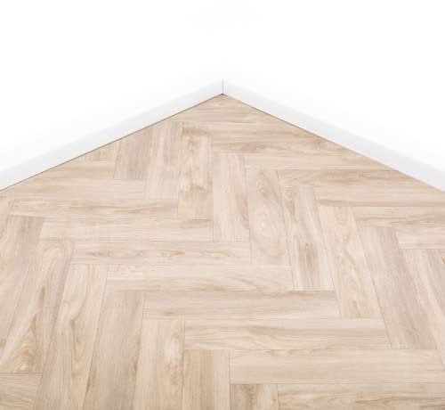 Grandismo Sunbeam Herringbone Vinyl Lino Roll Flooring 2m & 4m Width Bathroom Kitchen Flooring (5m x 4m (16ft 4 x 13ft 1))