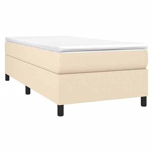 vidaXL Bettgestell, Polsterbett Bett für Schlafzimmer, Bettrahmen mit Lattenrost, Schlafzimmerbett Einzelbett, Creme 100x200cm Stoff