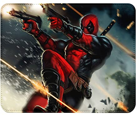 Deadpool Mouse Mat with Gun Shooting and Gun Leather Look 22 x 18 cm