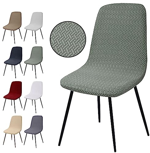 Stuhlhussen 4er Set, Stretch Stuhlbezug Jacquard Esszimmerstühlhussen Universal Stuhlhussen Abnehmbarer Waschbarer Stuhlabdeckung für Esszimmer,Hotel,Bankett,Hochzeit,Partys Deko(T-Hellgrün,4er Set)