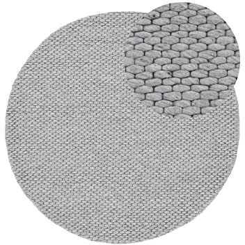 carpetfine Wollteppich Sina weicher handweb Teppich Natur Rund Grau Ø 120 cm | Zeitloser Wollteppich für Wohnzimmer, Schlafzimmer & Kinderzimmer