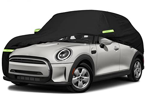 Autoabdeckung Vollgarage Ersatz für Mini Cooper 5 Doors 2013-2024, 300D Allwetter Reflektierende Autoabdeckung mit Reißverschluss und winddichtem Gurt (Schwarz)