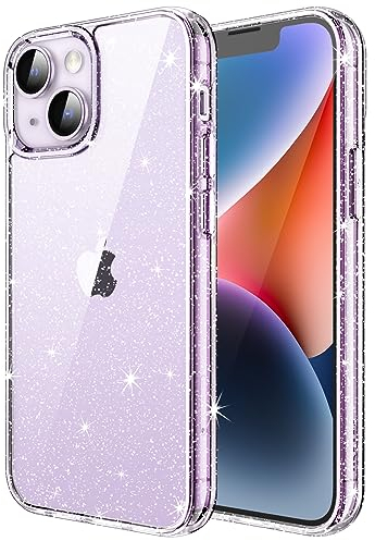 JETech Glitter Case for iPhone 14 Plus 6.7-Inch, Bling Sparkle Shockproof Phone Bumper Cover, Cute Sparkly for Women and Girls (Clear)