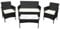 COZYBRITE Rattan Garden Furniture Sofa Set with Coffee Table Chairs 4 Seater for Outdoor Patio Balcony 6210-B (Black +Beige Cushions)