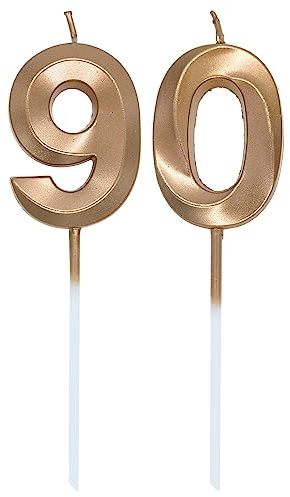 Geburtstag Zahlen Kerzen,90 Geburtstag Zahl Kerzen Geburtstagskerzen Cake Topper Geburtstag Kuchendeko Kuchen Dekoration,für Hochzeit Party Hochzeit Jahrestag Feier Lieferungen,Champagner
