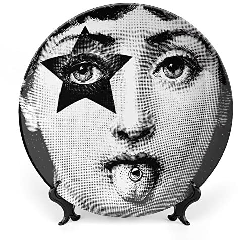 Piatto Lina Cavalieri, Piatto Decorativo da Parete, Decorazione da Appendere alla Parete con Piastra Facciale Misteriosa, Staffa Inclusa E Gancio A Molla Speciale,B34,7inch